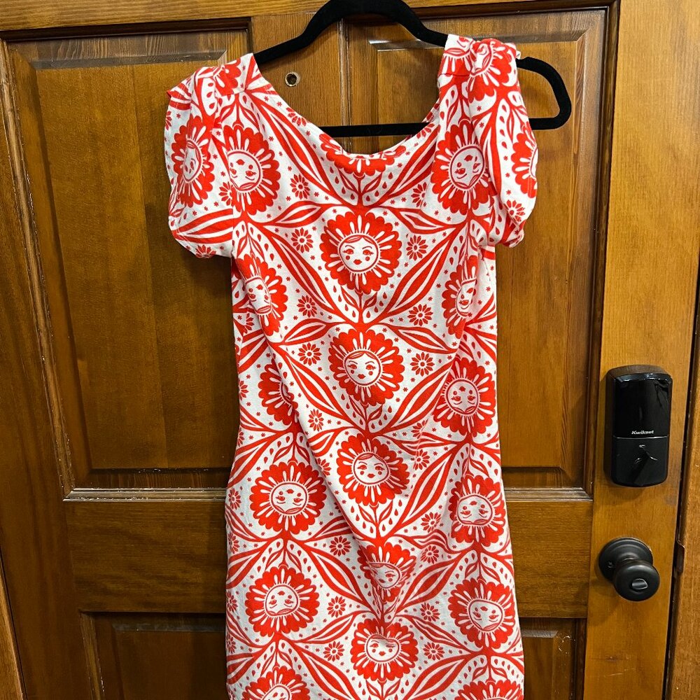 Blue Platypus Bright Sunflower Floral Tulip-Sleeved Tunic - Small